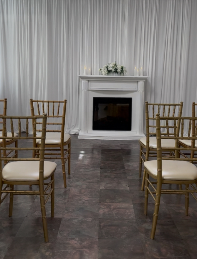 Fireplace Ceremony Setup